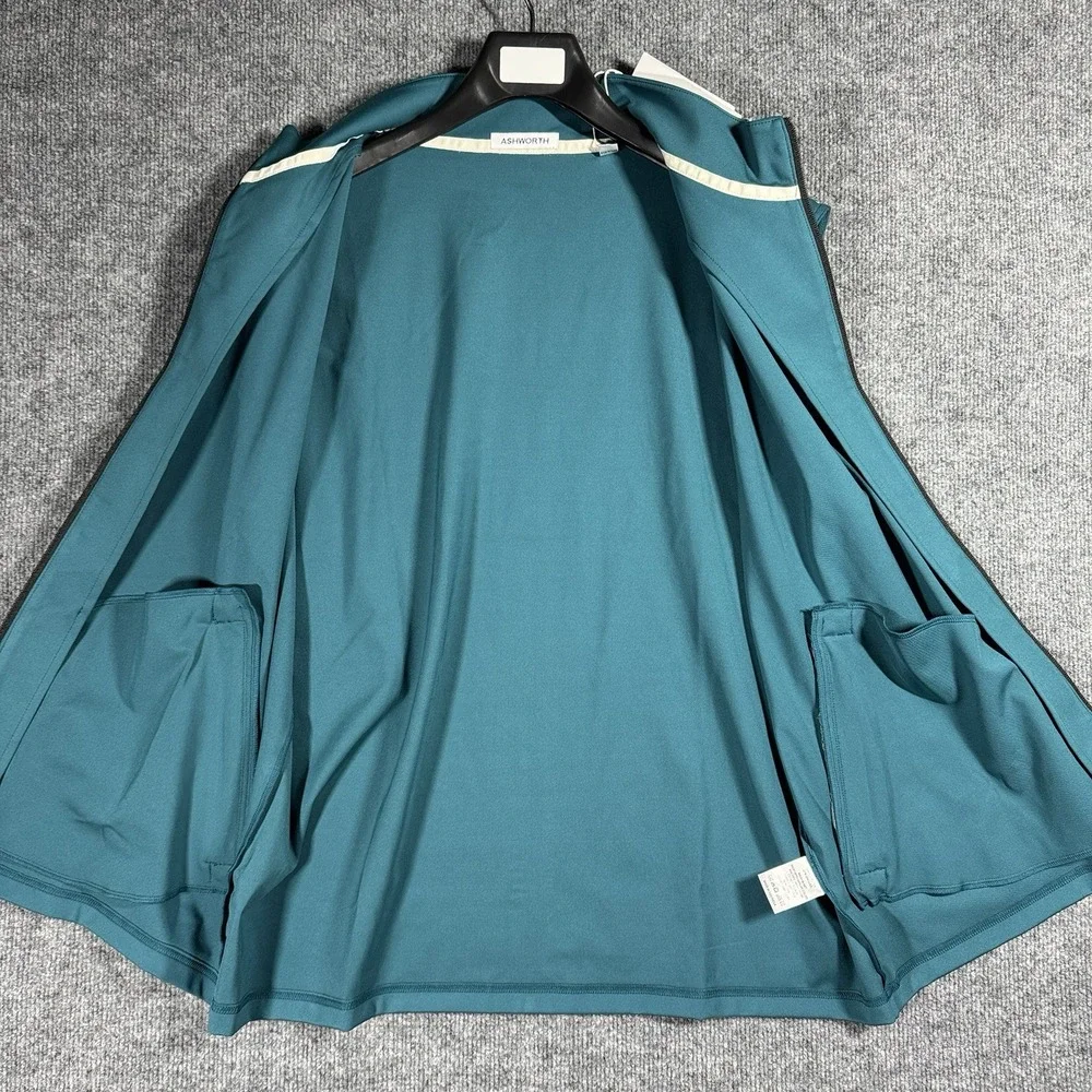 Ashworth Vest Mens XL Blue Tech Stretch Lagoon Golf‎ Full Zip Pockets